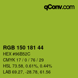 Color code: RGB 150 181 44 | qconv.com
