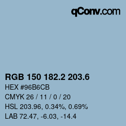 カラーコード: RGB 150 182.2 203.6 | qconv.com