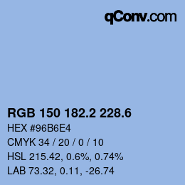 カラーコード: RGB 150 182.2 228.6 | qconv.com