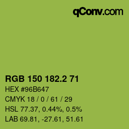 カラーコード: RGB 150 182.2 71 | qconv.com