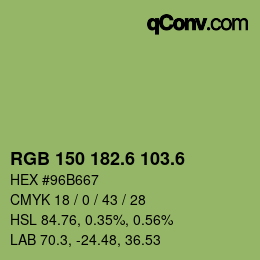 カラーコード: RGB 150 182.6 103.6 | qconv.com