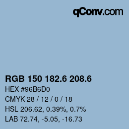 カラーコード: RGB 150 182.6 208.6 | qconv.com