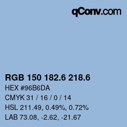カラーコード: RGB 150 182.6 218.6 | qconv.com