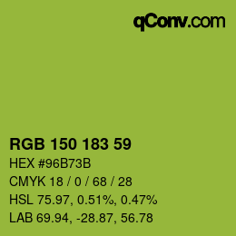 カラーコード: RGB 150 183 59 | qconv.com