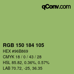 Color code: RGB 150 184 105 | qconv.com
