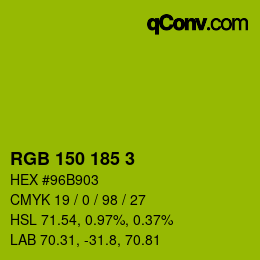 Color code: RGB 150 185 3 | qconv.com