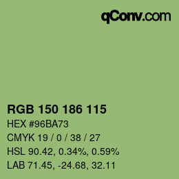 颜色代码: RGB 150 186 115 | qconv.com