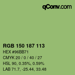 Color code: RGB 150 187 113 | qconv.com
