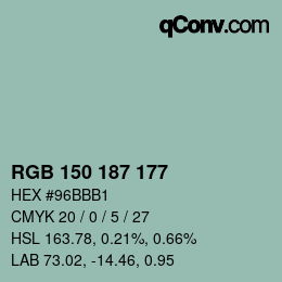 颜色代码: RGB 150 187 177 | qconv.com