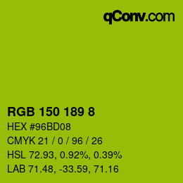 Color code: RGB 150 189 8 | qconv.com