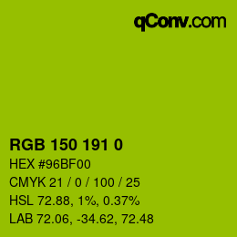 Color code: RGB 150 191 0 | qconv.com