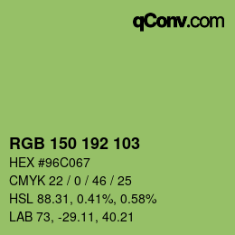 Color code: RGB 150 192 103 | qconv.com