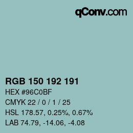 Color code: RGB 150 192 191 | qconv.com