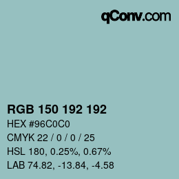 Color code: RGB 150 192 192 | qconv.com