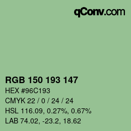 カラーコード: RGB 150 193 147 | qconv.com