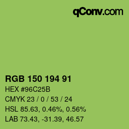 カラーコード: RGB 150 194 91 | qconv.com