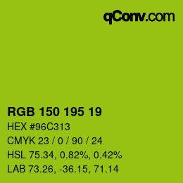 颜色代码: RGB 150 195 19 | qconv.com