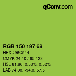 Color code: RGB 150 197 68 | qconv.com