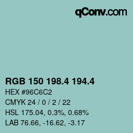 カラーコード: RGB 150 198.4 194.4 | qconv.com