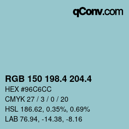 カラーコード: RGB 150 198.4 204.4 | qconv.com