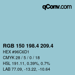 カラーコード: RGB 150 198.4 209.4 | qconv.com