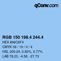 カラーコード: RGB 150 198.4 244.4 | qconv.com