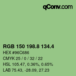 カラーコード: RGB 150 198.8 134.4 | qconv.com