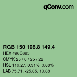 カラーコード: RGB 150 198.8 149.4 | qconv.com