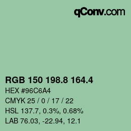 カラーコード: RGB 150 198.8 164.4 | qconv.com