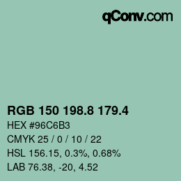 カラーコード: RGB 150 198.8 179.4 | qconv.com