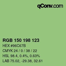 Color code: RGB 150 198 123 | qconv.com