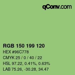 Farbcode: RGB 150 199 120 | qconv.com