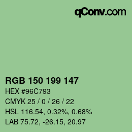 Color code: RGB 150 199 147 | qconv.com