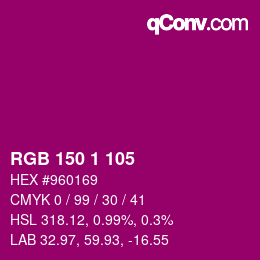 颜色代码: RGB 150 1 105 | qconv.com