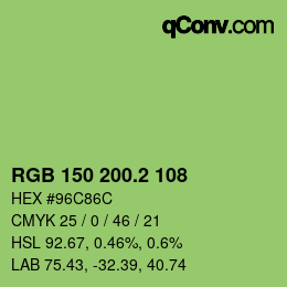 カラーコード: RGB 150 200.2 108 | qconv.com
