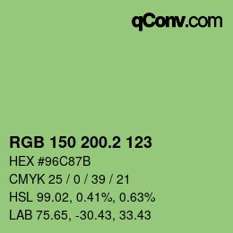 カラーコード: RGB 150 200.2 123 | qconv.com