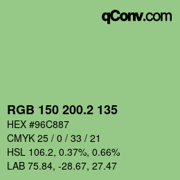 カラーコード: RGB 150 200.2 135 | qconv.com