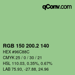 カラーコード: RGB 150 200.2 140 | qconv.com