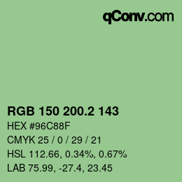 カラーコード: RGB 150 200.2 143 | qconv.com