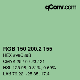 カラーコード: RGB 150 200.2 155 | qconv.com