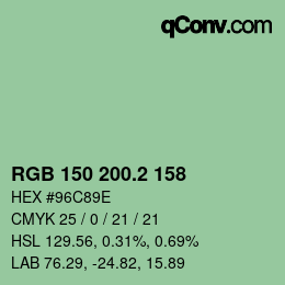 カラーコード: RGB 150 200.2 158 | qconv.com