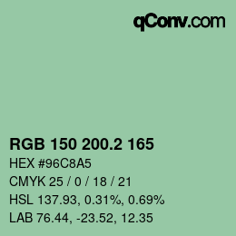 カラーコード: RGB 150 200.2 165 | qconv.com