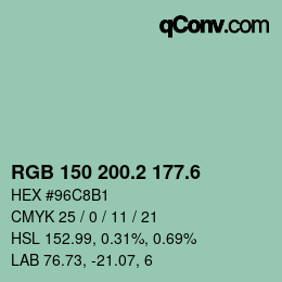 カラーコード: RGB 150 200.2 177.6 | qconv.com