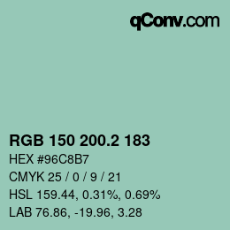 カラーコード: RGB 150 200.2 183 | qconv.com