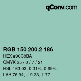 カラーコード: RGB 150 200.2 186 | qconv.com