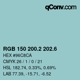 カラーコード: RGB 150 200.2 202.6 | qconv.com
