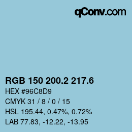 カラーコード: RGB 150 200.2 217.6 | qconv.com