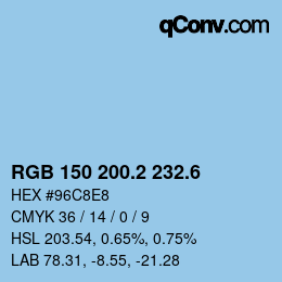 カラーコード: RGB 150 200.2 232.6 | qconv.com
