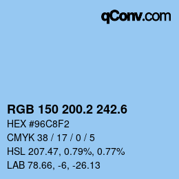 カラーコード: RGB 150 200.2 242.6 | qconv.com