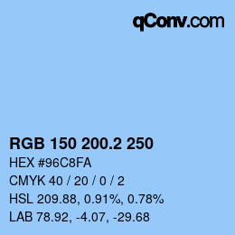 カラーコード: RGB 150 200.2 250 | qconv.com